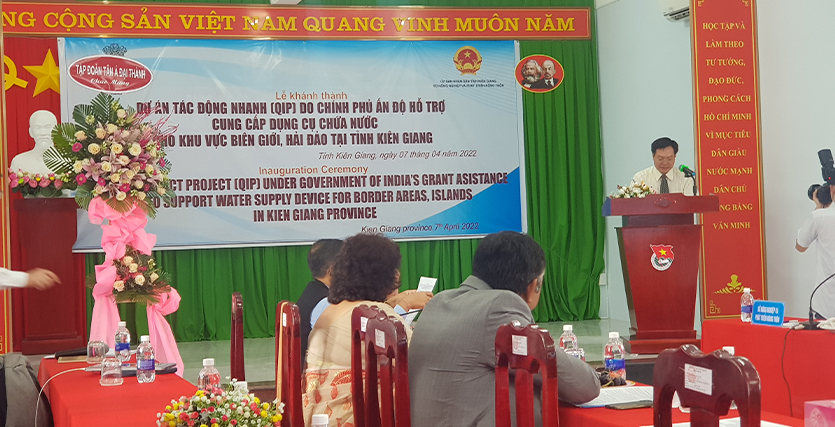 Lễ khánh thành Dự án tác động nhanh (QIP) do chính phủ Ấn Độ hỗ trờ cung cấp dụng cụ chứa nước cho khu vực biên giới và hải đảo tại Kiên Giang